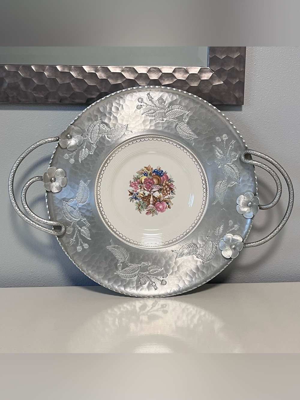 Triumph Limoges White Gold 22K Imperial Victorian Plate Farberware 16” Tray USA